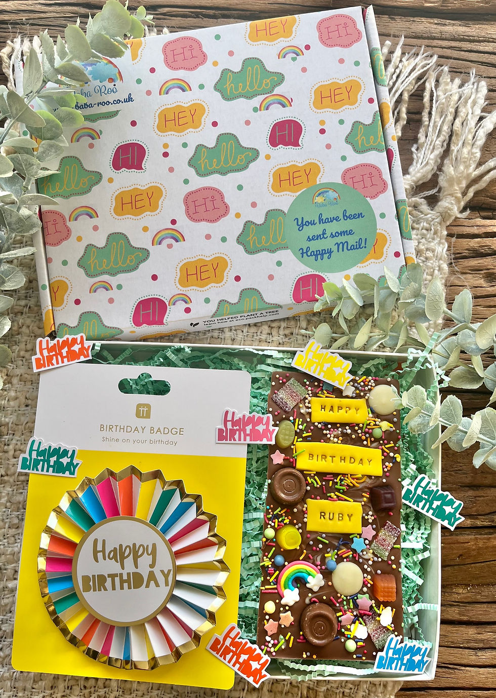 Thumbnail: Birthday Rosette & Personalised Chocolate Box 