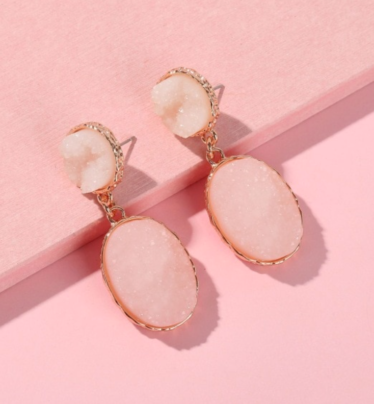Thumbnail: Druzy Crystal Drop Earrings