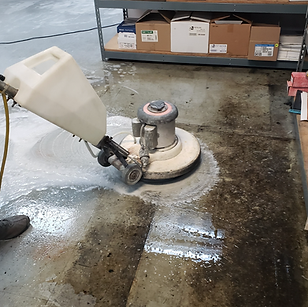 Floor polishing machine cleaning industrial floor