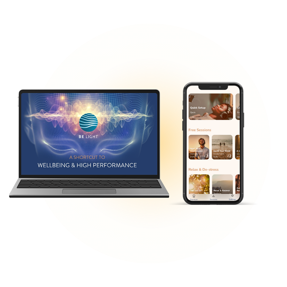 Download the BE LIGHT app available on mobile for iOS, Android, and Web.