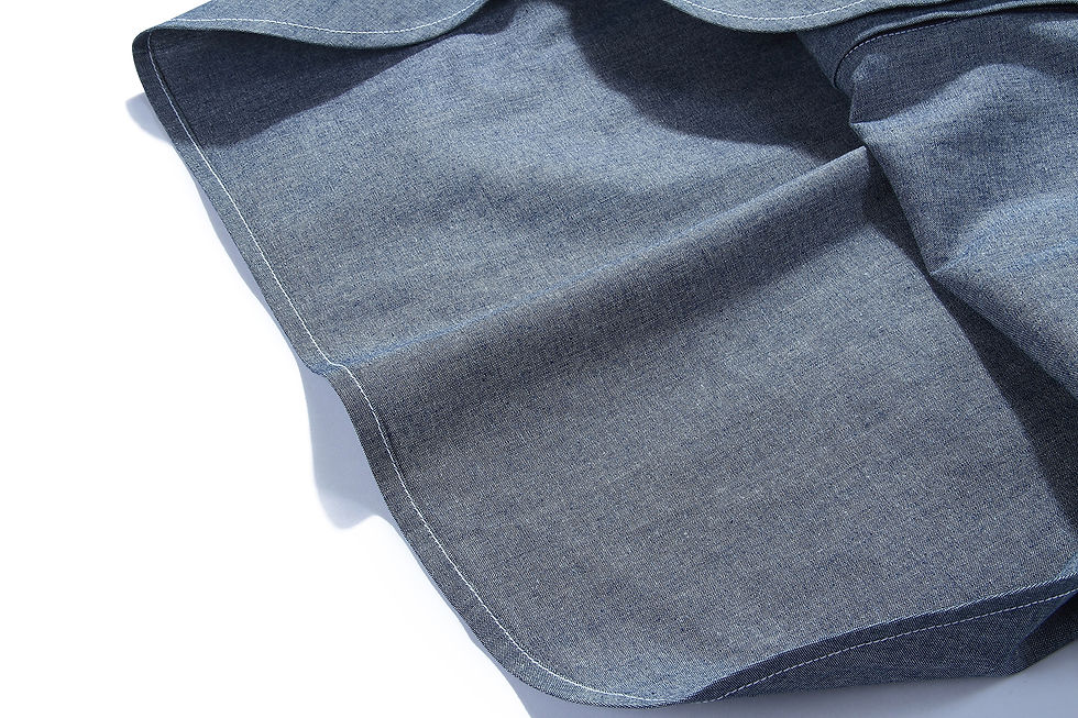 섬네일: Stand Collar Long Shirt - Chambray ST056