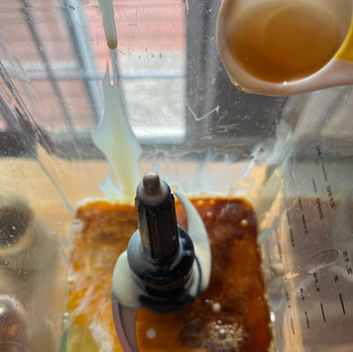 mixing Flan ingredients