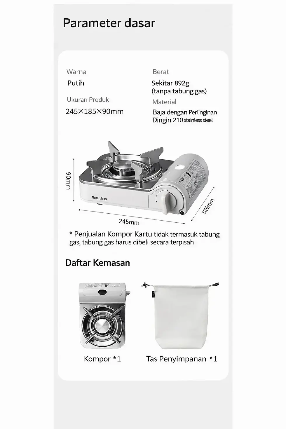 Thumbnail: Naturehike Kompor Camping Portable Mini - Putih Minimalis