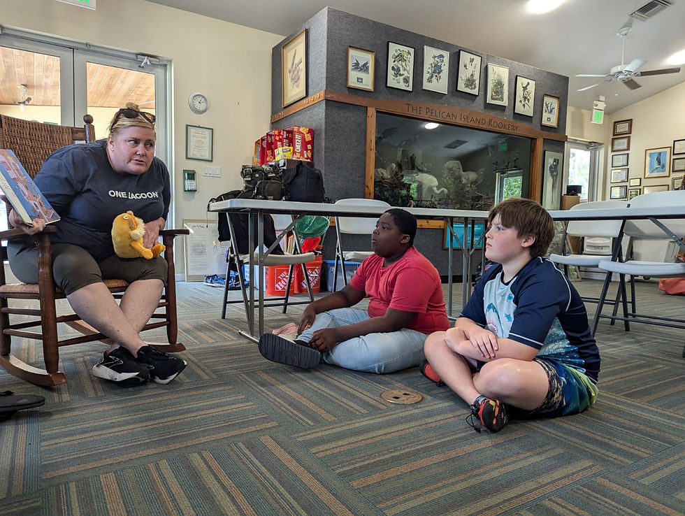 Heather Stapleton Reading The Lorax at Pelican Island Audubon House in Vero Beach
