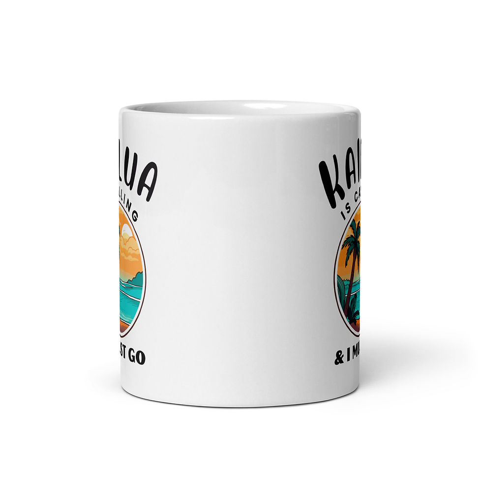 Thumbnail: Timmy T's Sandwich Shop Merch Kailua is Calling and I Must Go White Glossy Mug Wide Back