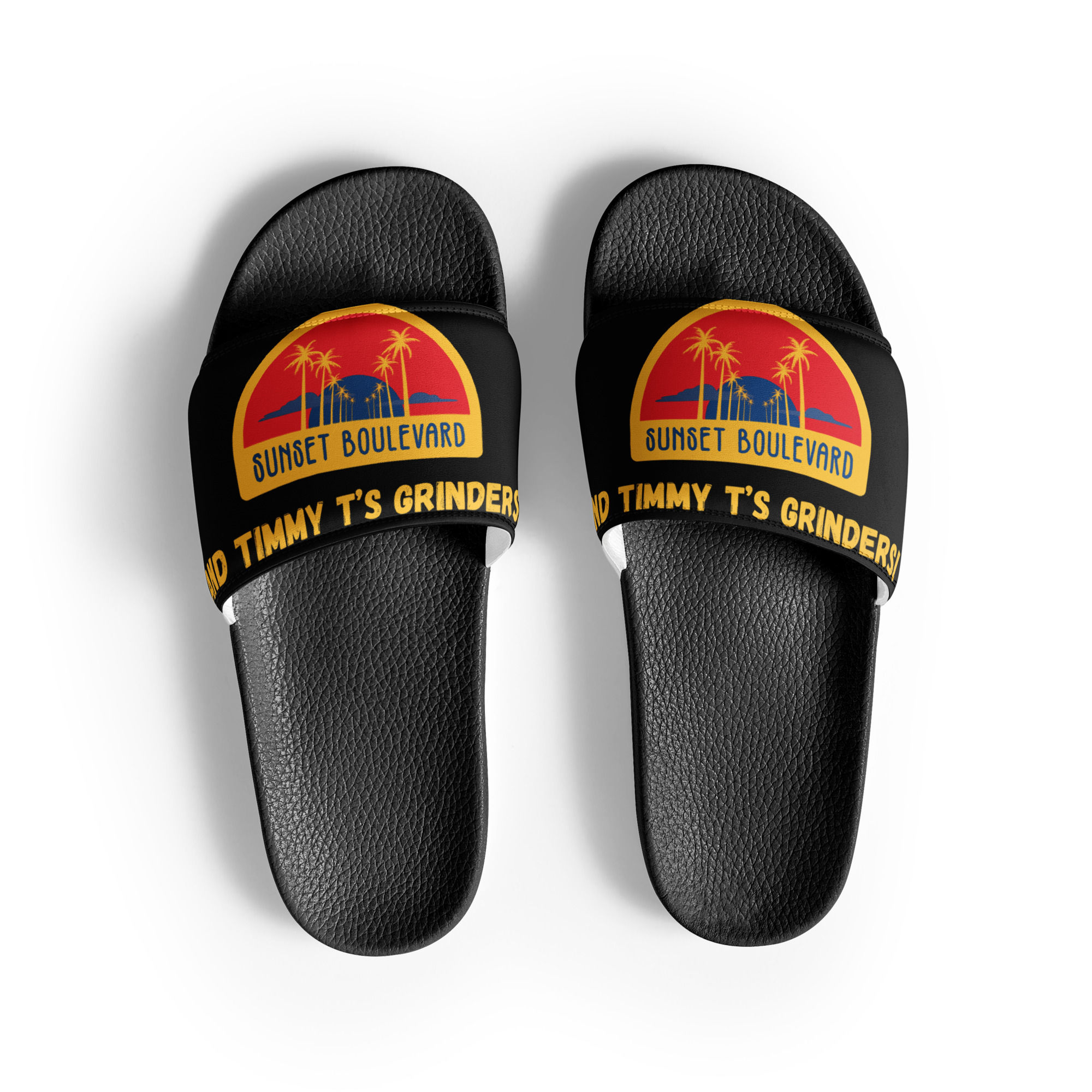 Timmy T's Sandwich Shop Merch Black Men’s slides Timmy T's Sunset Boulevard