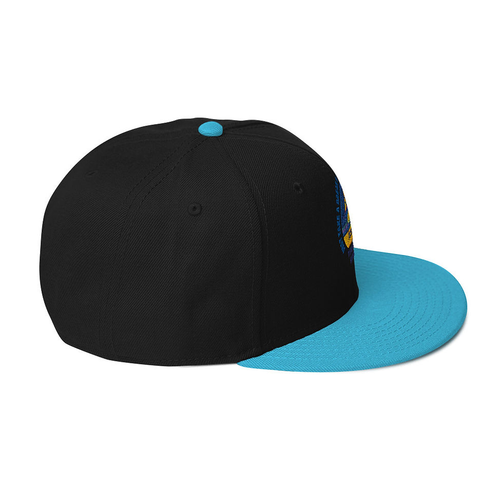 Thumbnail: Timmy T's Just Take a Break and Enjoy your Grinders Snapback Hat Merch Black and Blue Right