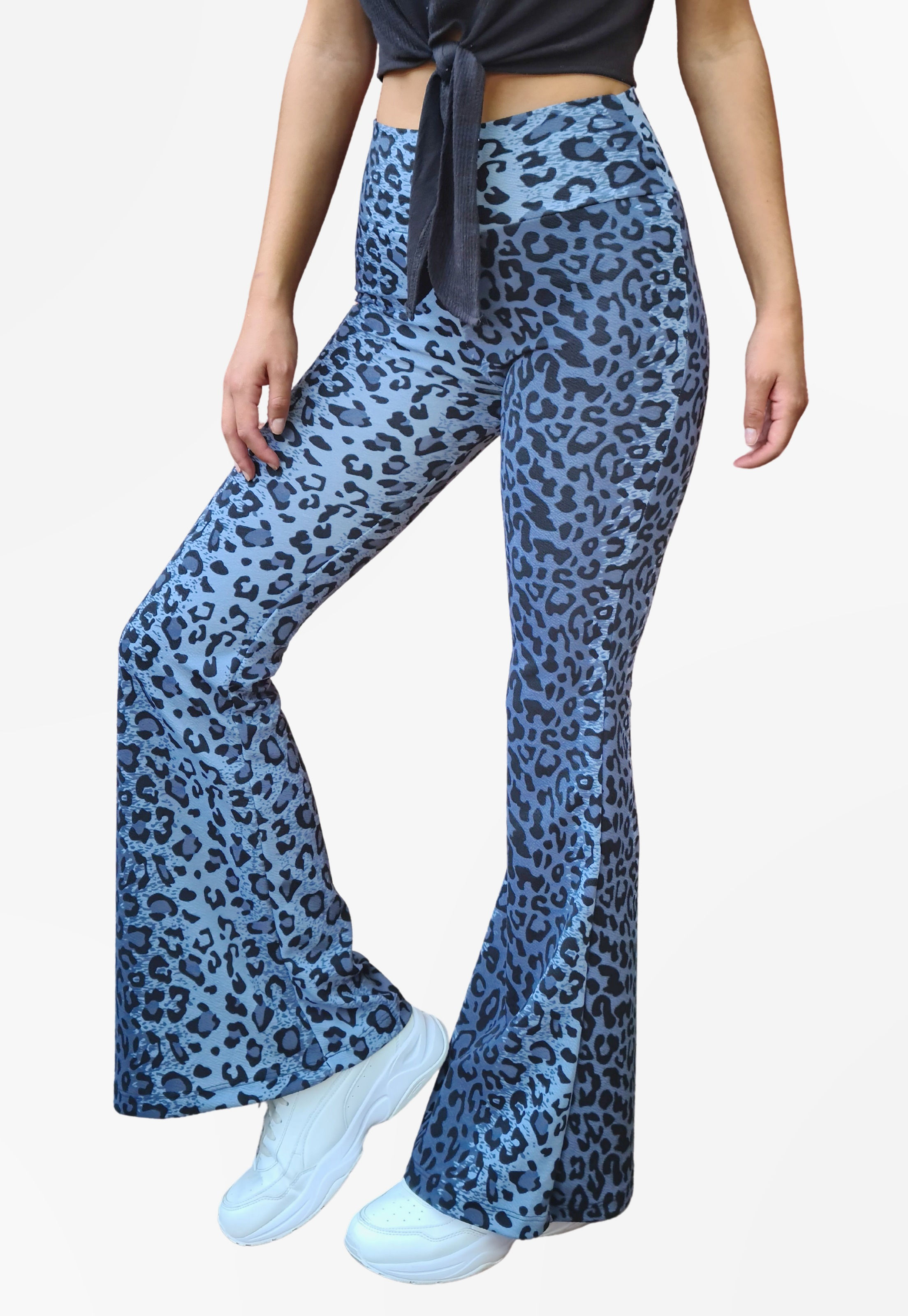 Calza Flare Pants Animal Print Azul
