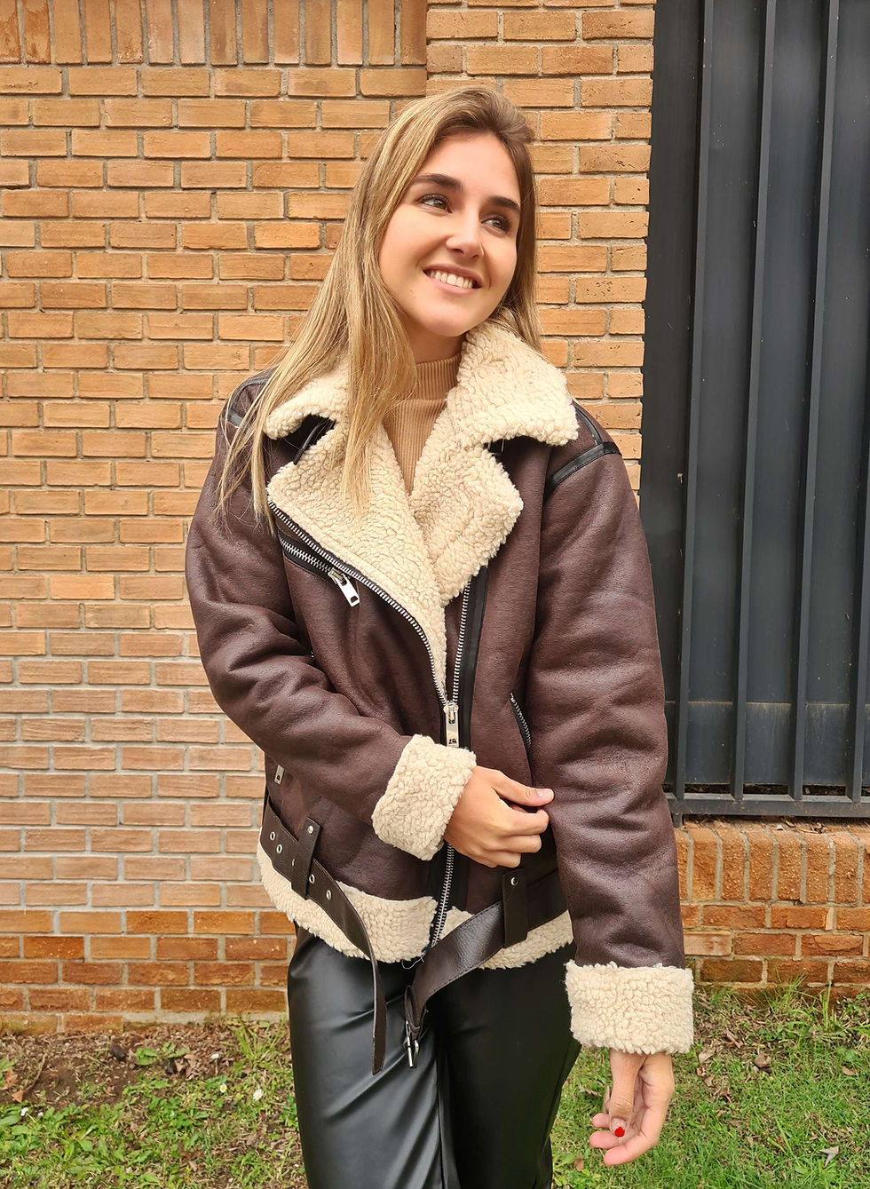 Chaqueta dos tonos café claro