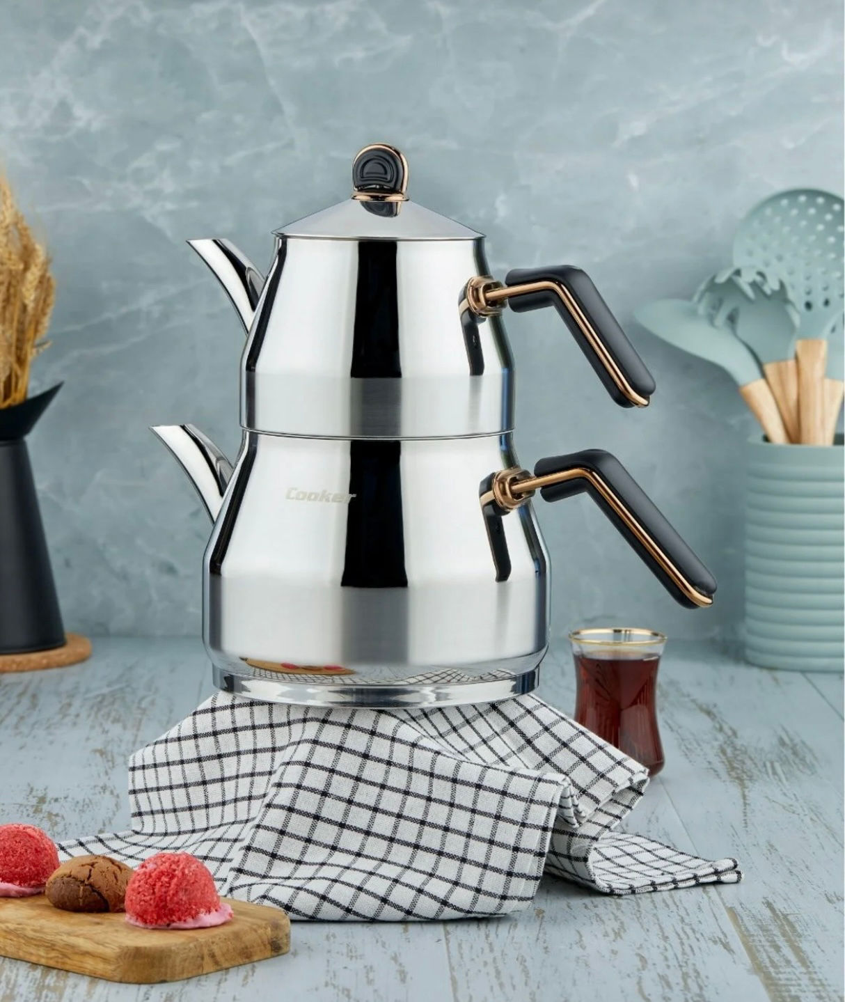  CKR3246 Cooker Everest Jumbo Boy Çaydanlık Siyah 