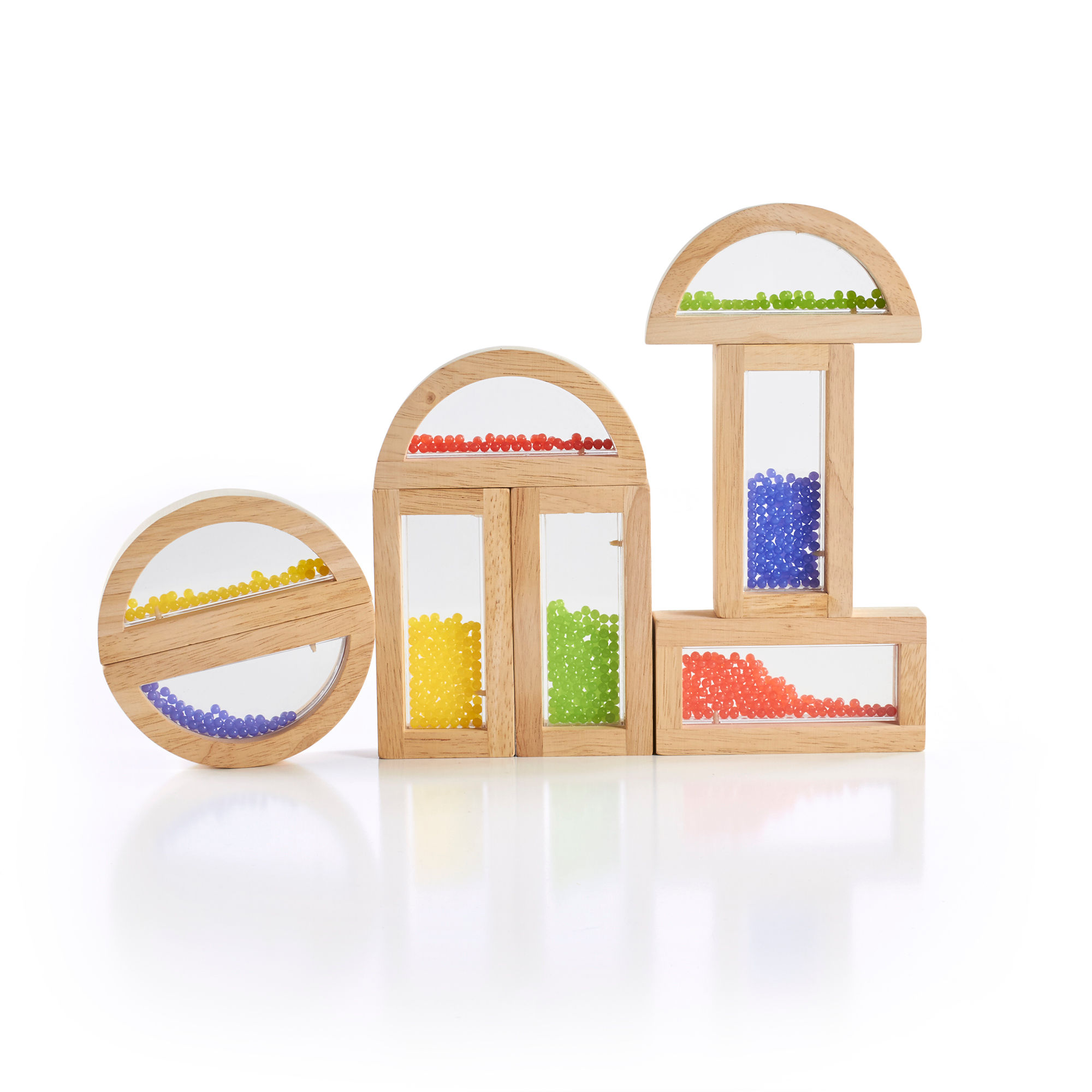 Wooden Sensory Rainbow Blocks with Crystal Beads | 8 Pieces | Open Ended