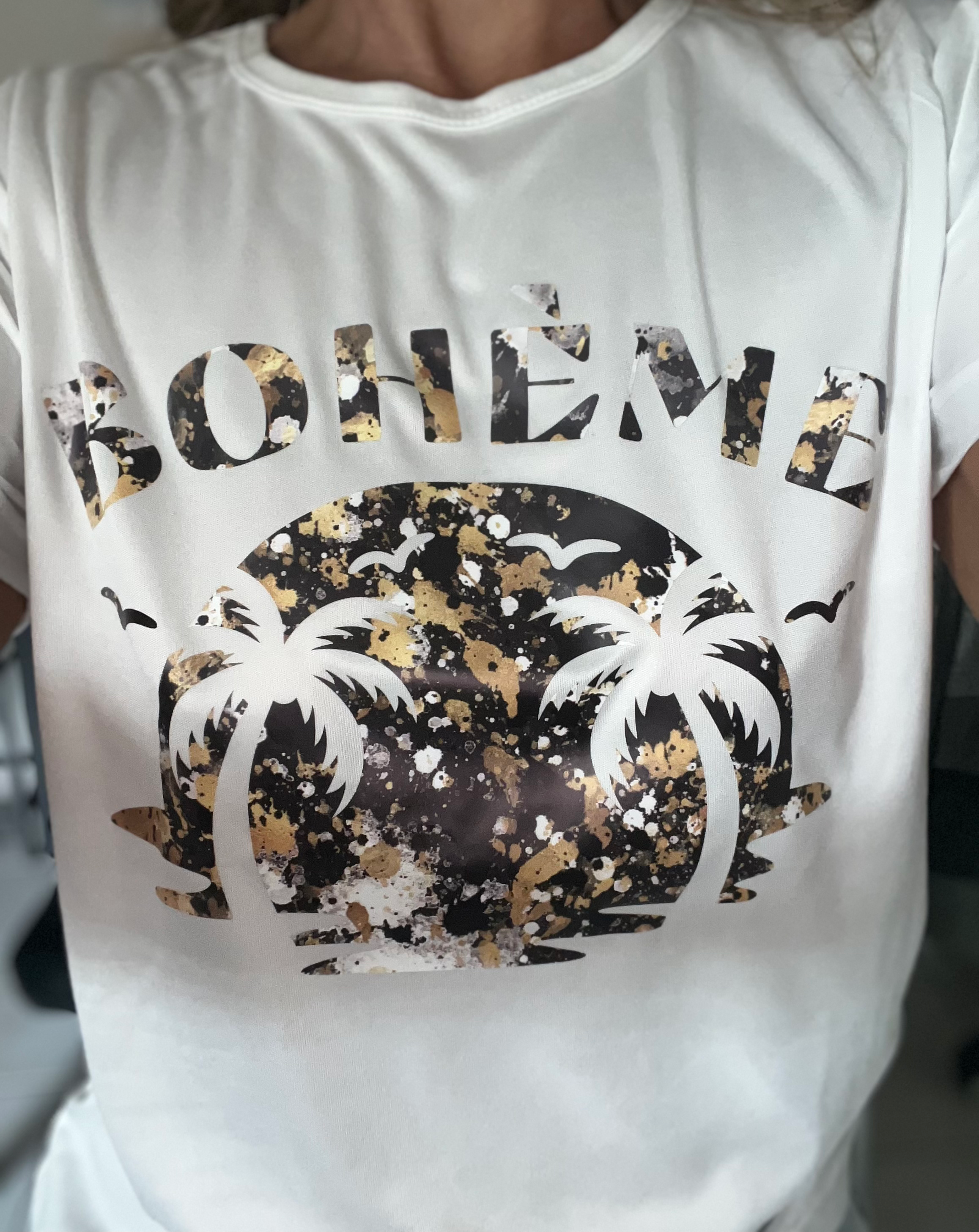 T-shirt “BOHÈME” – Édition Blanc & Doré