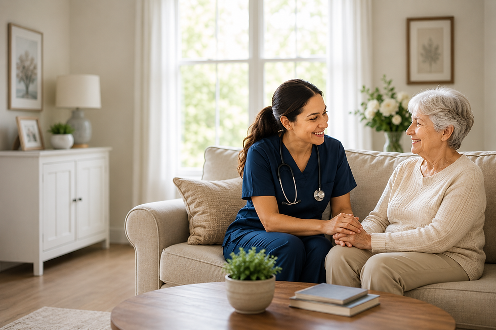 Registered nurse providing skilled home healthcare services in a patient's home.