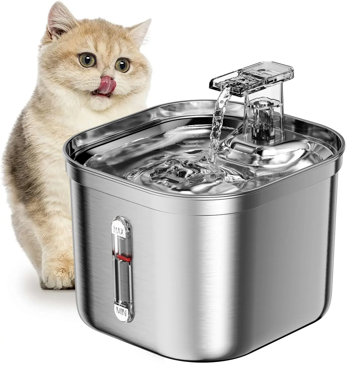 4L Stainless Steel Pet Water Fountain with Running Stream
