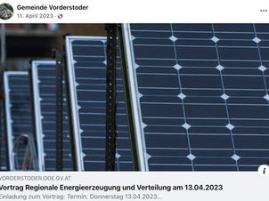 Vorderstoder: Vortrag Regionale Energieerzeugung