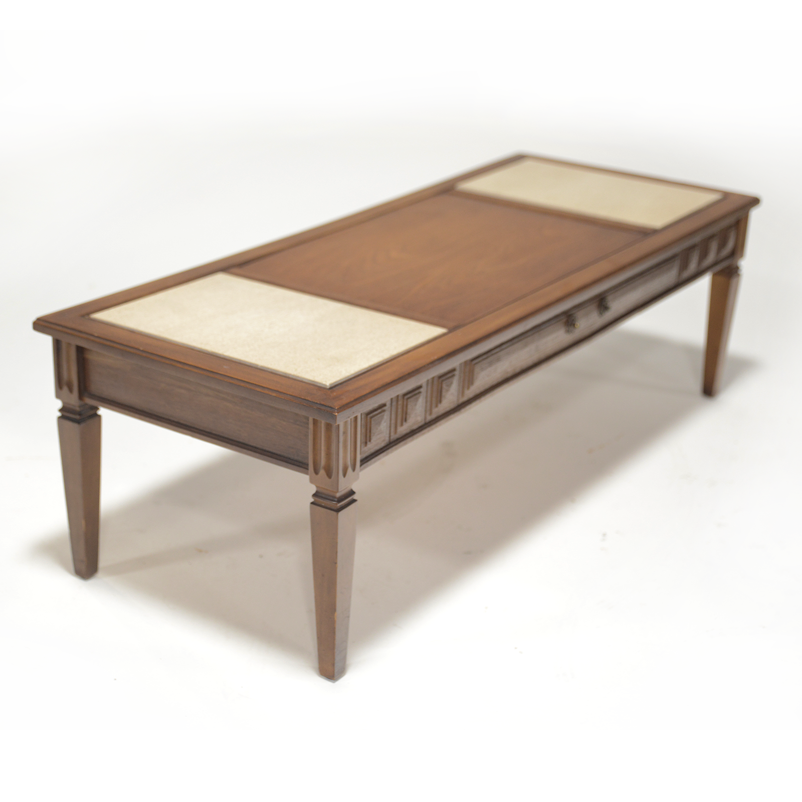 Vintage Wood Coffee Table with Marble