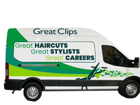 Local Great Clips promotional van decal