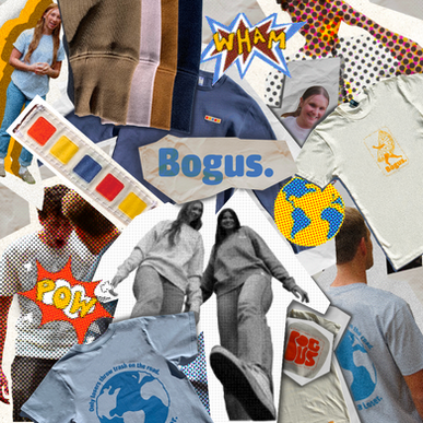 Promotional graphic designed for Bogus designed for Bogus, a brand I created as a personal project to explore the sustainable clothing business