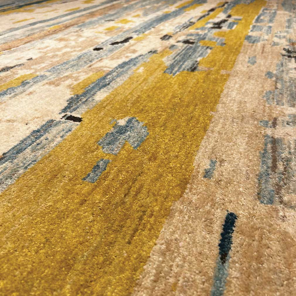 Miniature : Tapis Afghan Abstrait Art Déco – Laine Nouée Main – 293 x 204 cm