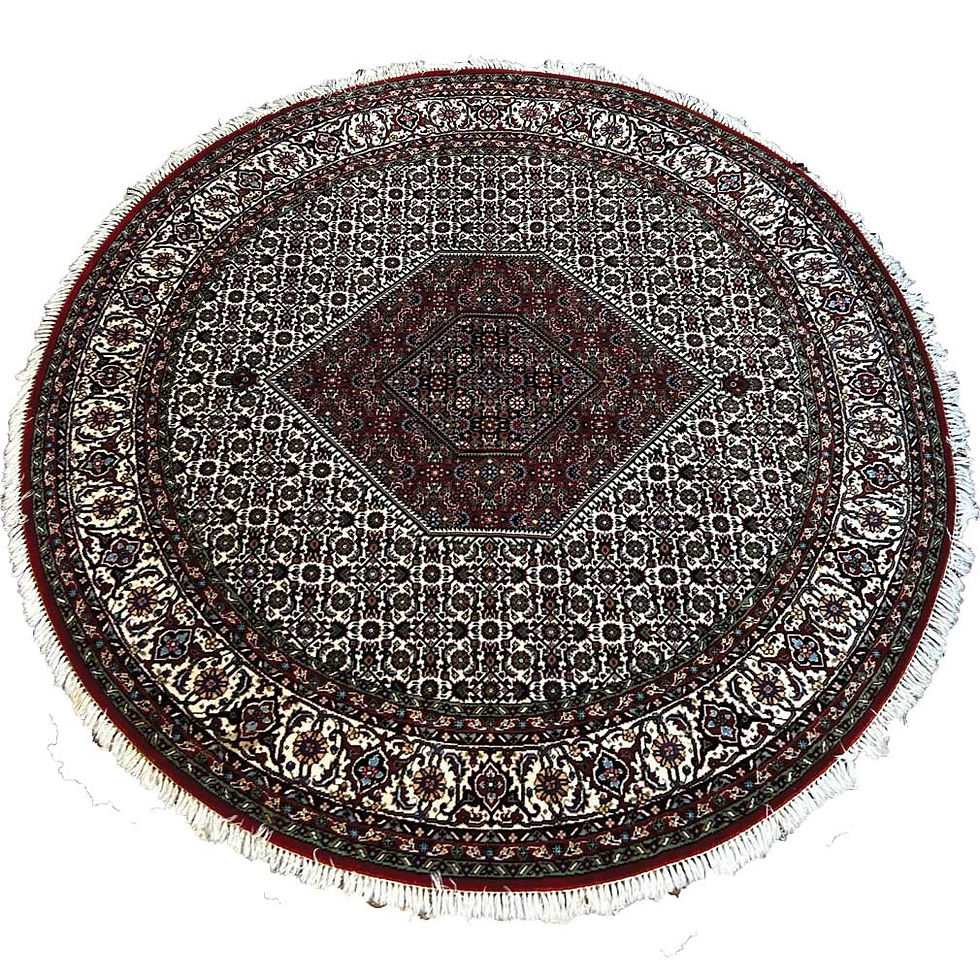 Tapis Rond Indien Tabriz – Laine Nouée Main – 210 × 210 cm