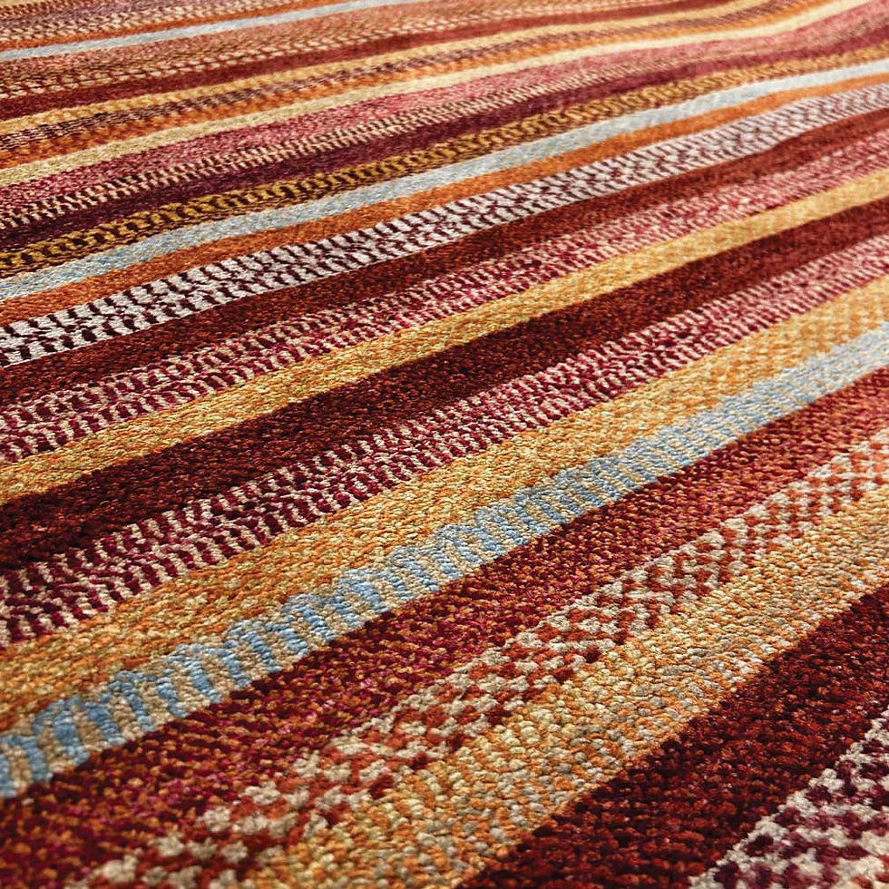 Miniature : Tapis Afghan Gabeh | Rayures Artisanales Multicolores | Laine | 198 x 141 cm