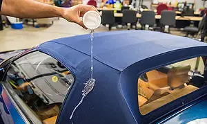 After Ceramic Coating is applied to Convertible Tops it gives a Hydrophobic efffect even if its fabric