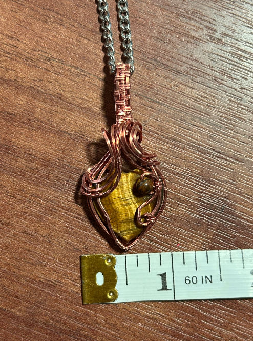 Thumbnail: Ember Heart – Hand-Wrapped Tiger's Eye Pendant