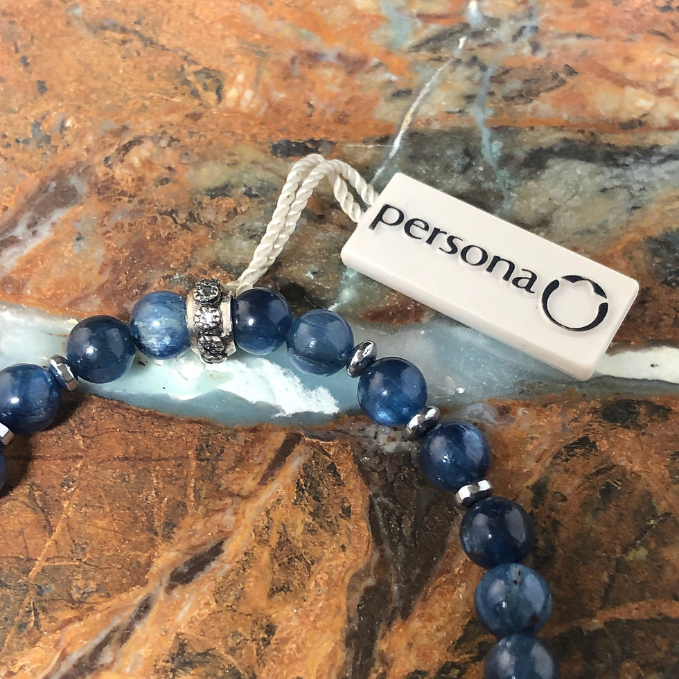 Thumbnail: Kyanite Bracelet with Sterling Silver CZ Accent Charm
