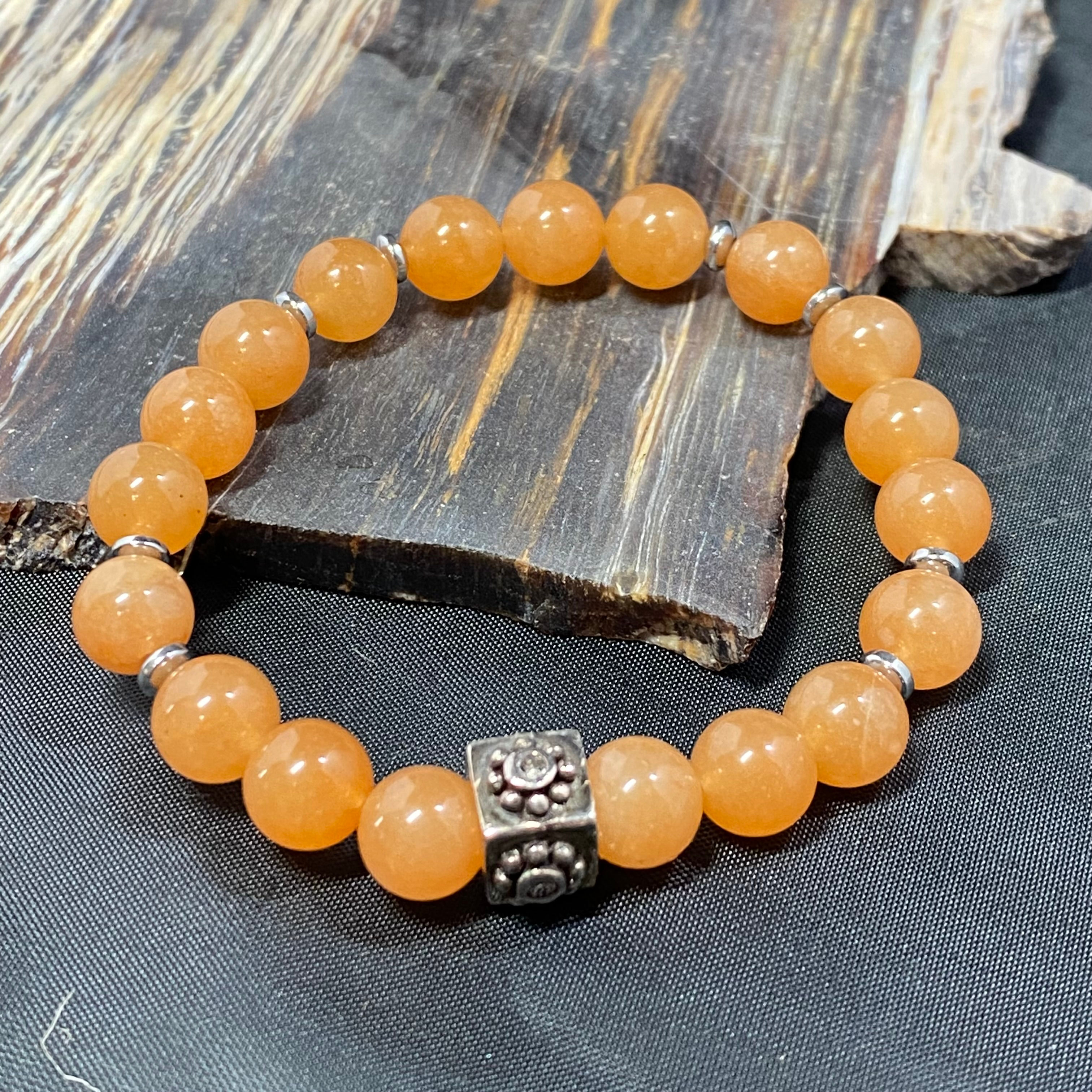 Peach Aventurine with Sterling Silver Charm