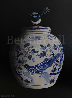 Blue and White Feathers No 2