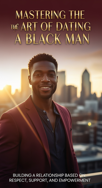Confident young Black professional smiling warmly, wearing tan blazer and grey turtleneck, seated in an upscale restaurant with modern art and warm lighting.