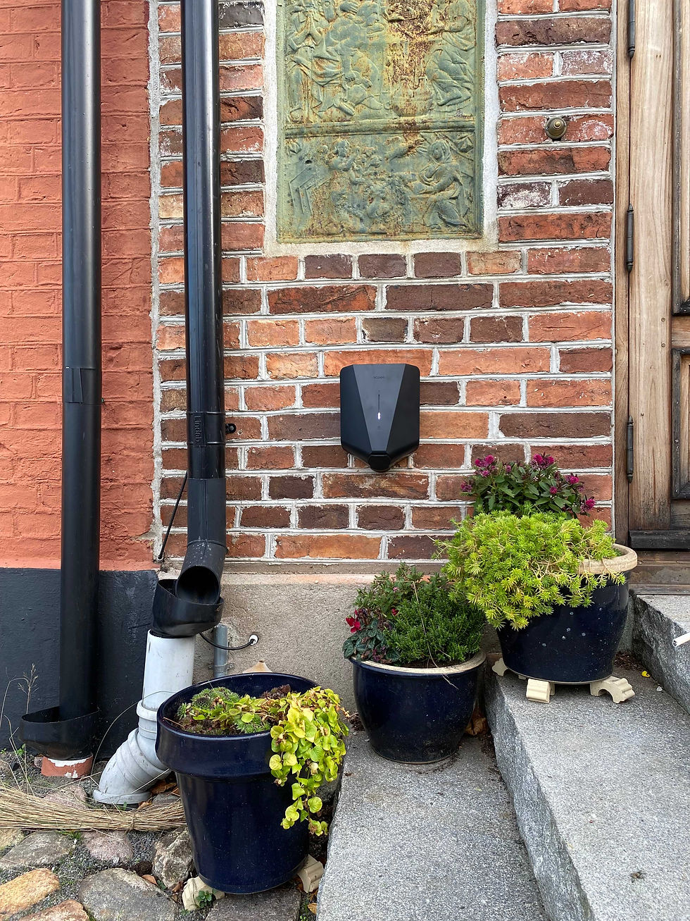 Easee Laddbox becomes art on a street house