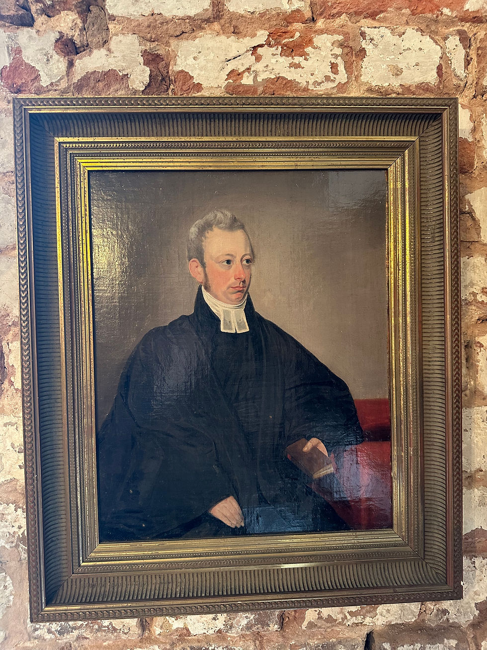 Thumbnail: 19th Century Framed Oil Portrait on Board Painting of a Clergyman