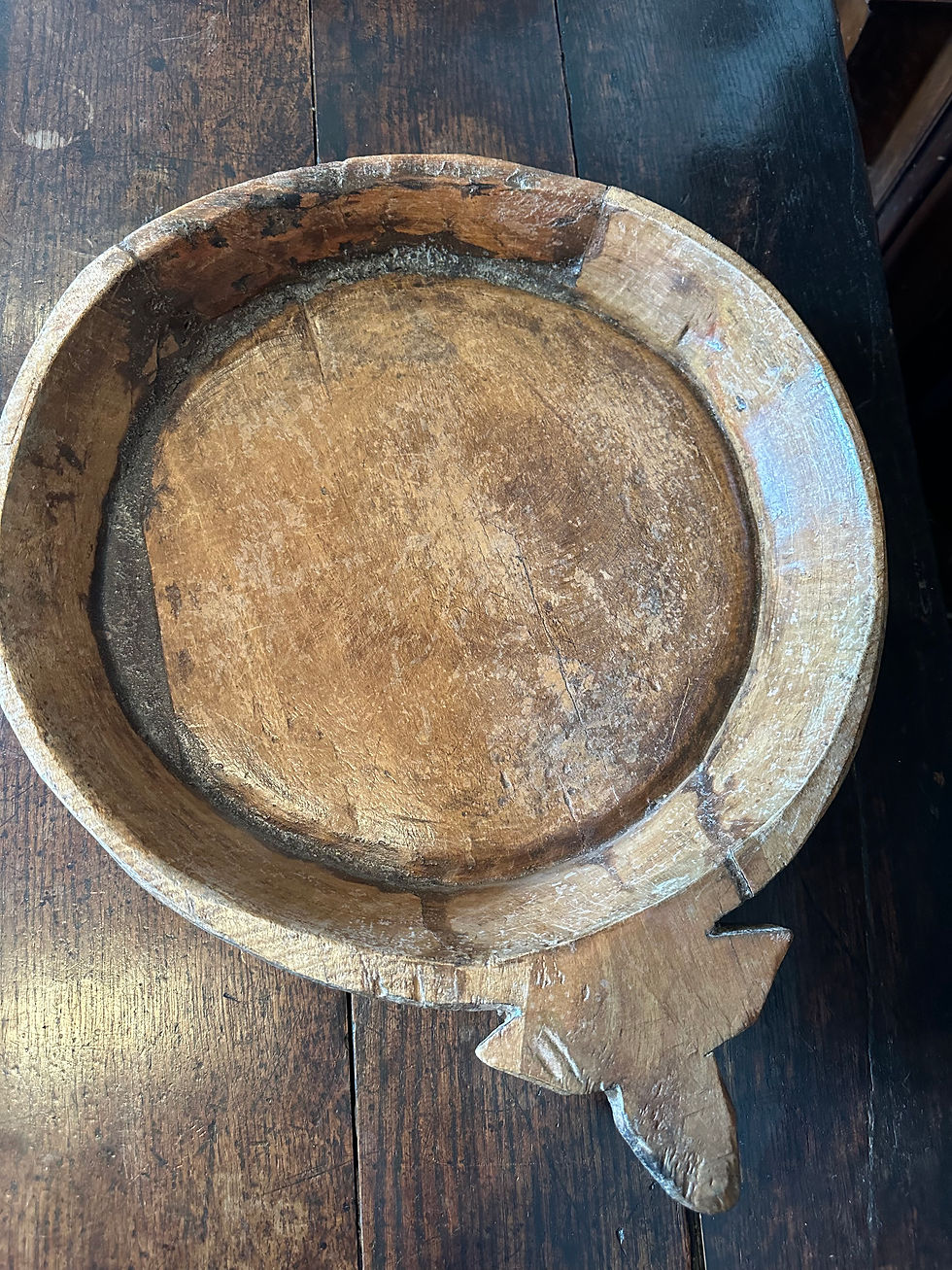 Thumbnail: Large Antique Wooden Dough Bowl