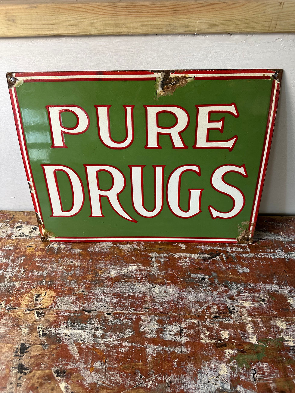 Thumbnail: Pure Drugs Enamelled Metal Chemists Sign