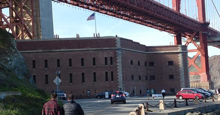 Golden Gate Bridge overlooking Fort Point in San Francisco