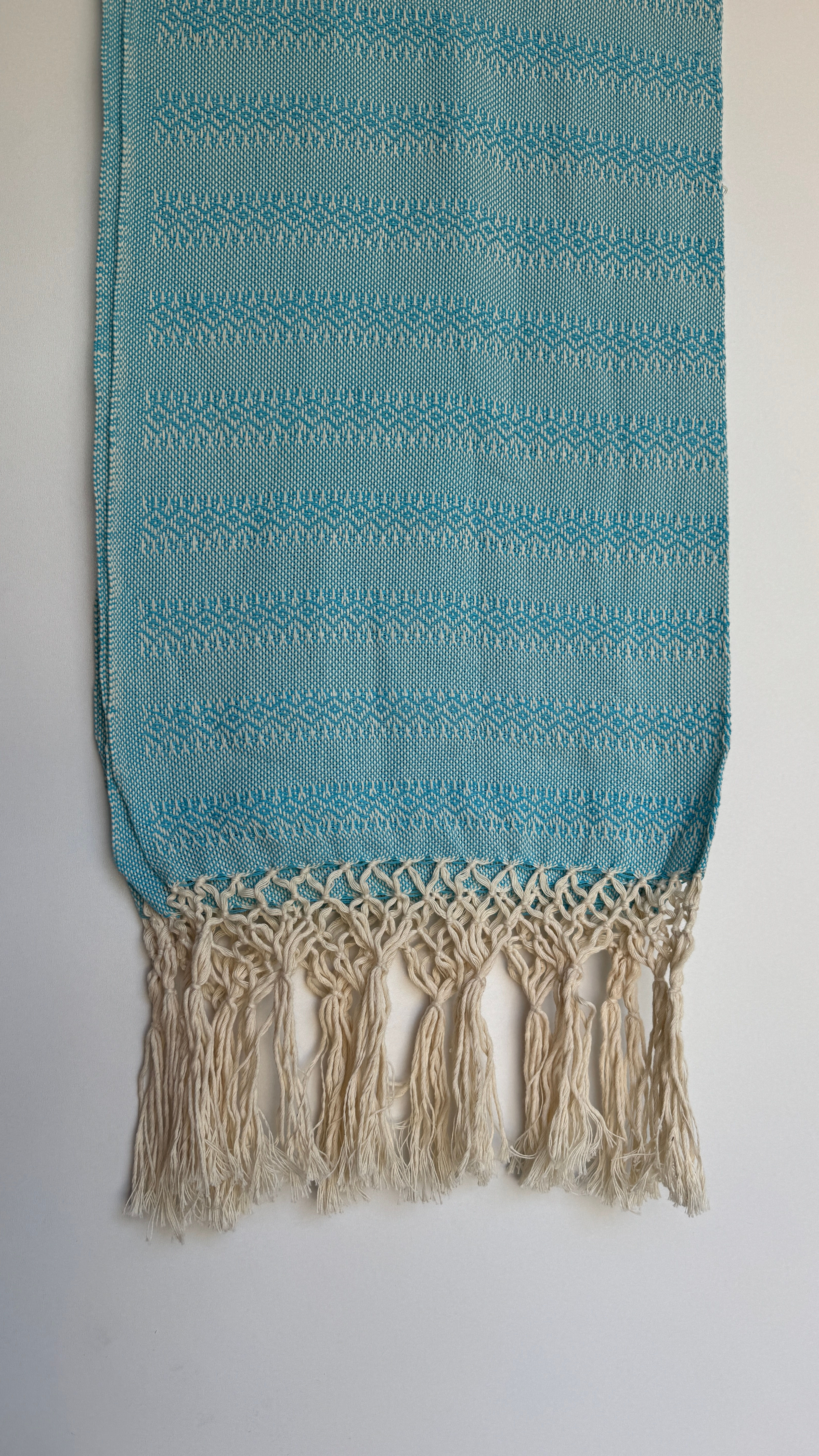 Mexicaanse rebozo ijsblauw/wit