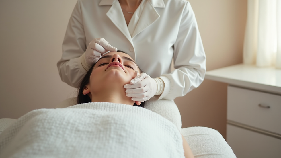 Close-up view of a modern skincare clinic treatment room