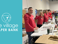 the village diaper bank logo and volunteers