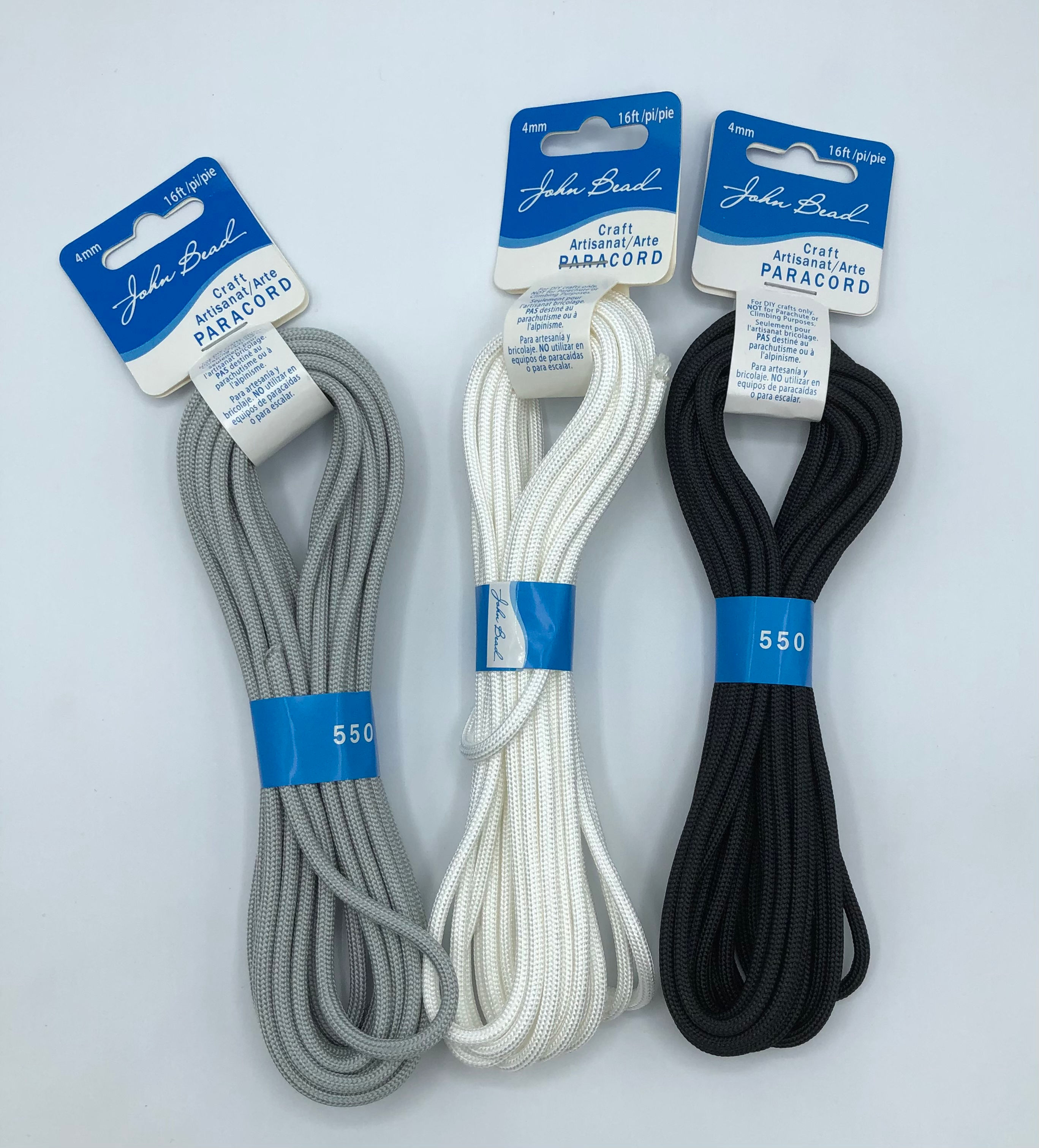 Craft Paracord 16ft (4.8m) 4mm White or Black