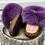 Miniature : Moccasin Chocolate Bison, Beaded floral hide, deep purple dye Fox