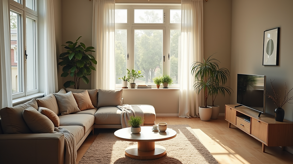 High angle view of a serene living room filled with natural light