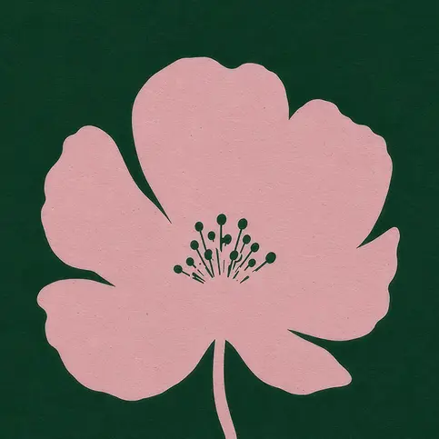 Browse the Gallery Wall Sets collection, featuring Retro Bloom — Forest Blush No. 1 with a blush-pink flower on deep forest green.