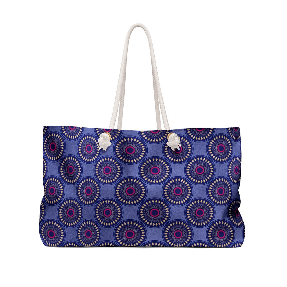 Thumbnail: Weekender Bag Circular Pattern Blues
