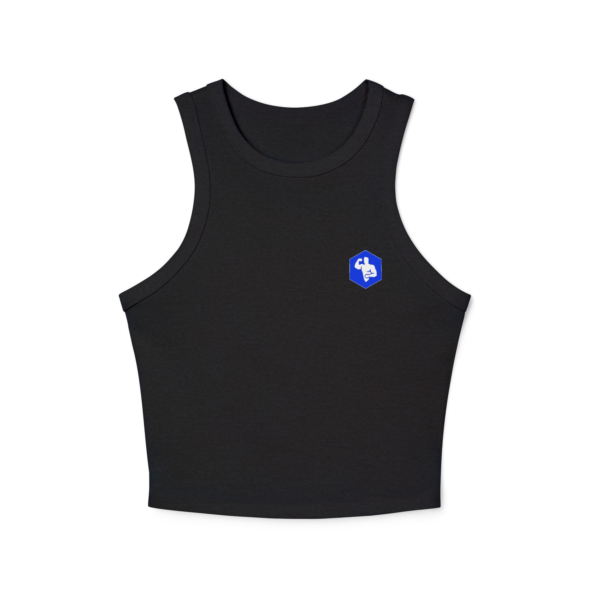  Women's Racer Tank Top with Blue Logo