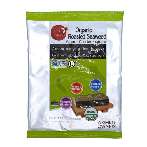 Organic Roasted Kosher Seaweed 10 Full Sheets LittleJasmineFood