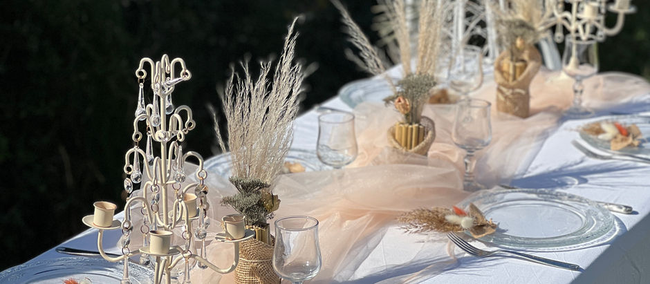 Table de mariage décorée en DIY 
