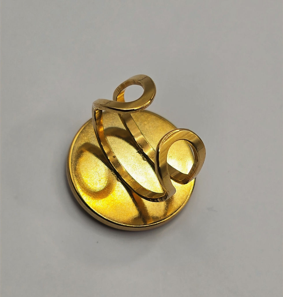 Miniature : Bague réglable argile polymère NOIR OR 18K recouvert d'époxy montés sur acier inoxydable REACH– virginia Cie Art Bijoux