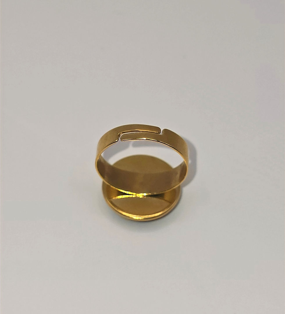 Thumbnail: Bague réglable argile polymère noir et or doré recouvert d'époxy montés sur acier inoxydable REACH– virginia Cie Art Bijoux