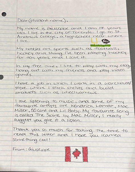 a letter examplar